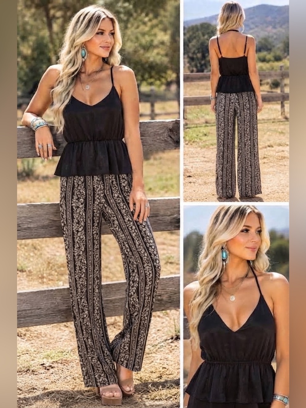 Abercrombie & Fitch Womens Black and White Floral Palazzo Wide Leg Pants 0